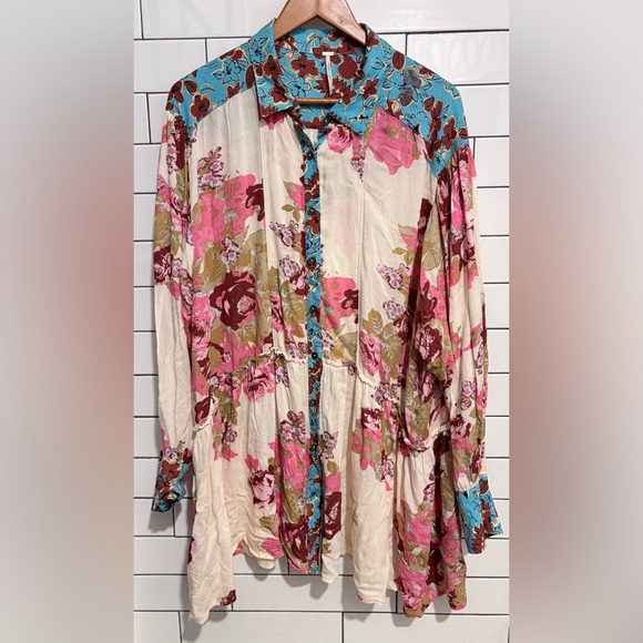 Free People Brunch A Bunch Boho Tunic Shirt L - Picture 7 of 11